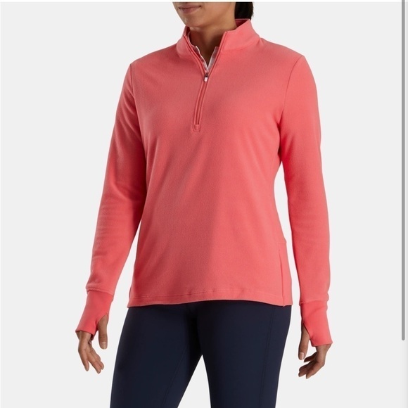 FootJoy Women’s Fleece half zip mid layer pullover with thumb holes - Picture 2 of 13